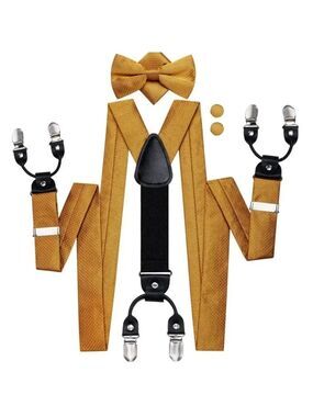 Suspender Men's Musta Silk Bow Tie Cufflinks Set with Braces Set  Adjustable New